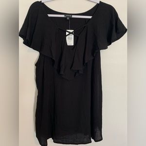 NWT Torrid Black Cross Front Flutter Blouse Short Sleeve in Women’s size 0X L/12
